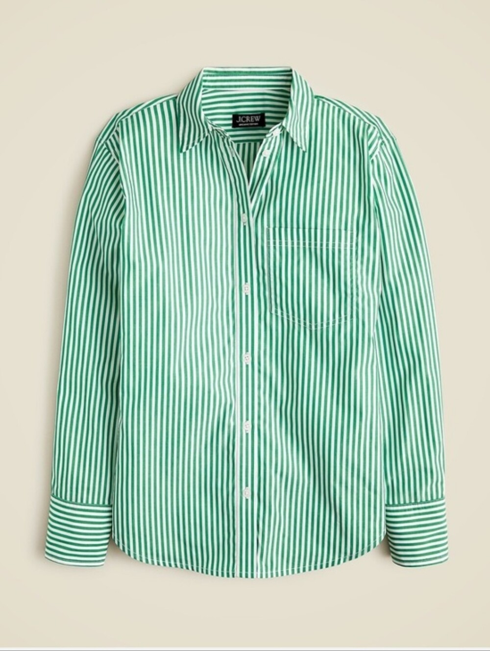 J. Crew Green Striped Garçon Button Down Shirt Relaxed Sustainable Poplin 10
